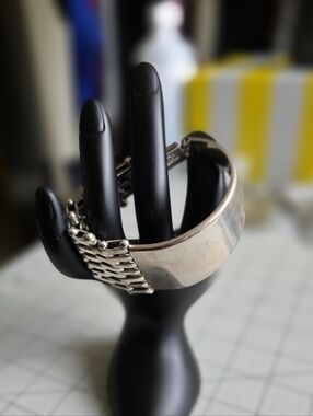 Sterling Silver Wide Link Cuff Bracelet #0911